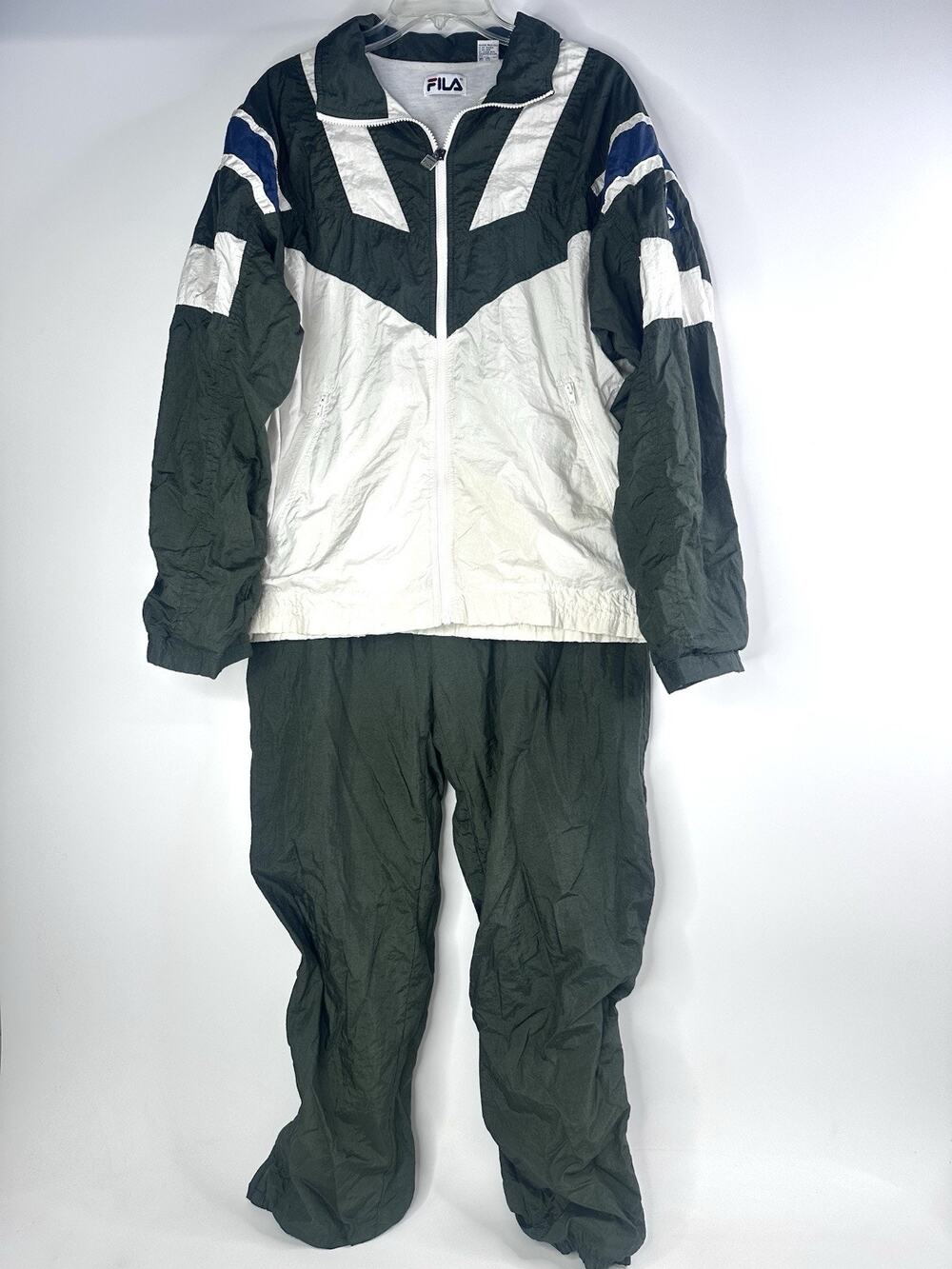 Vintage FILA Track Suit Green Color Block Jacket Zip Ankle Gorpcore Streetwear L